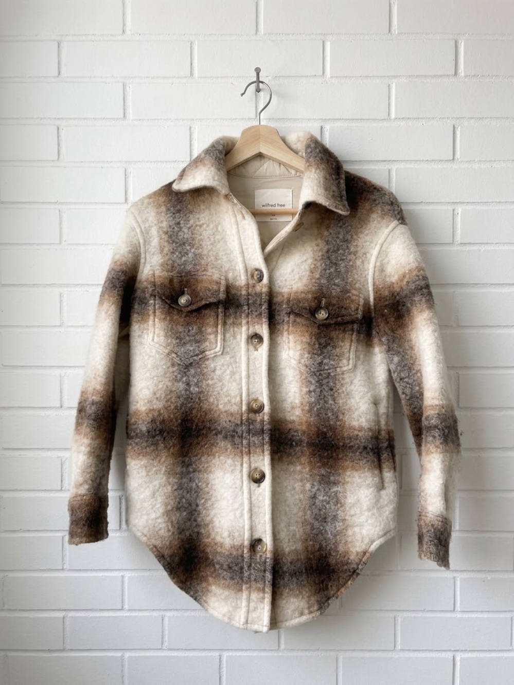 Wilfred Free Aritzia Ganna Plaid Wool Alpaca Shirt Jacket Shacket 2XS